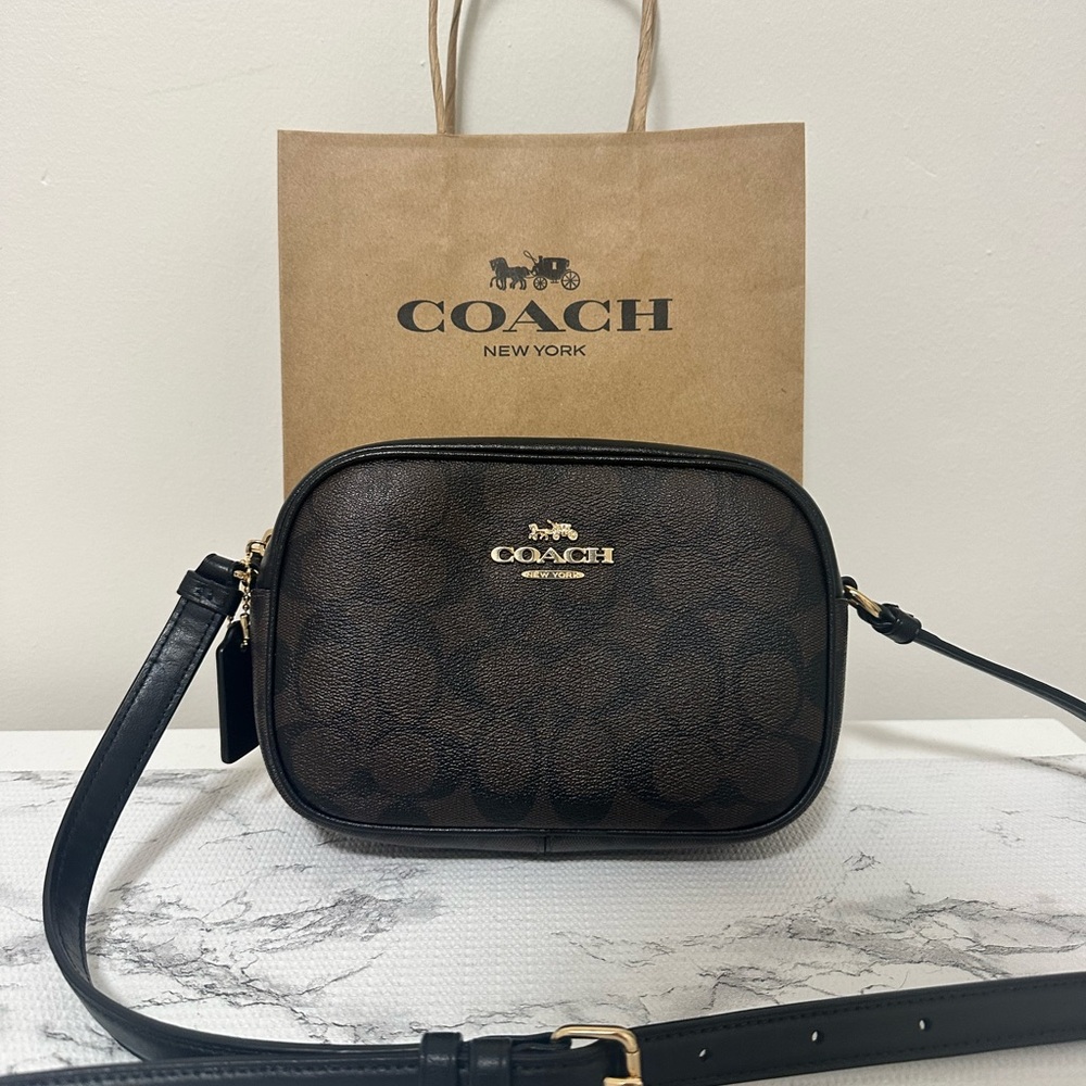 Coach Dark Brown Floral Crossbody Bag
